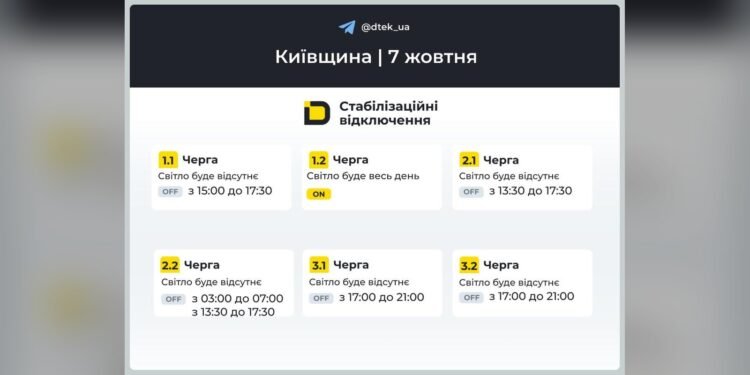 Графік відключень на 2026-10-07